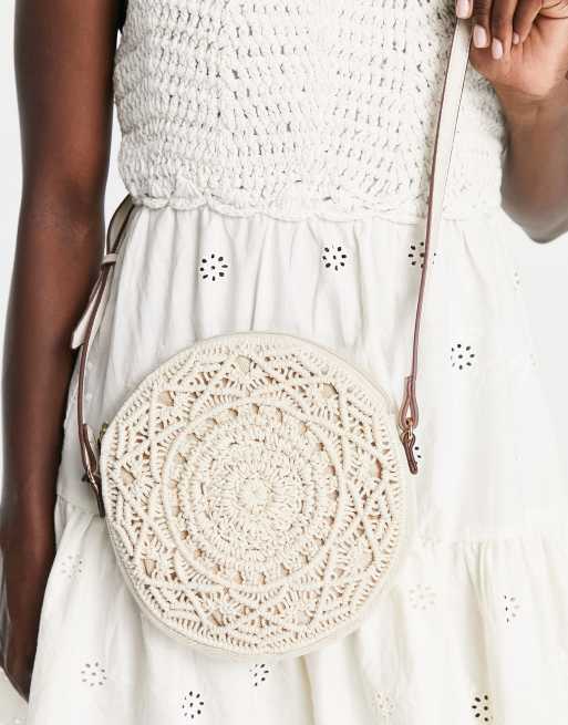 Accessorize Cross Body Bag In Cream Crochet Asos