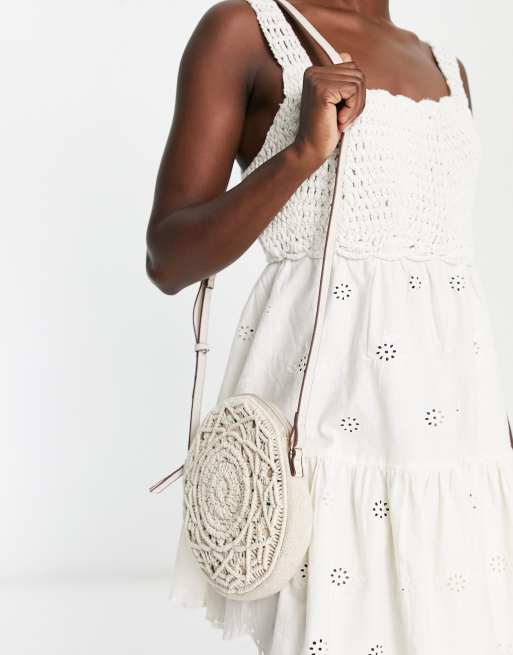Accessorize cross body bag in cream crochet | ASOS