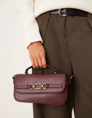 Accessorize Crossbody Bag With Gold Buckle Detailing In Red