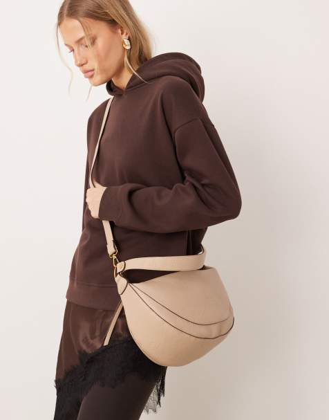 Accessorize - Crossbody schoudertas met ronde onderkant in mink - view 1