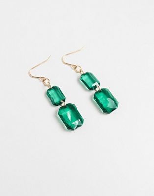 Accessorize crystal drop earrings in green