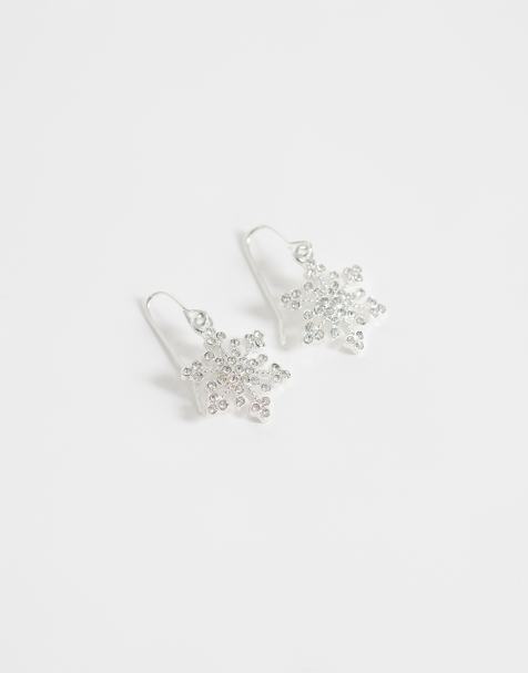 Accessorize crystal snowflake drop earrings in silver - view 1