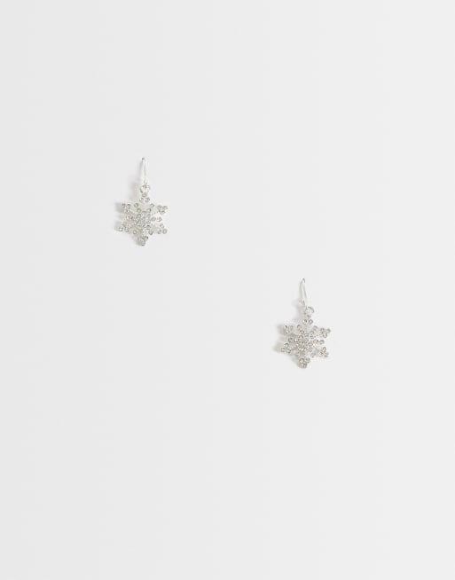 Accessorize crystal snowflake drop earrings in silver, 2 of 3