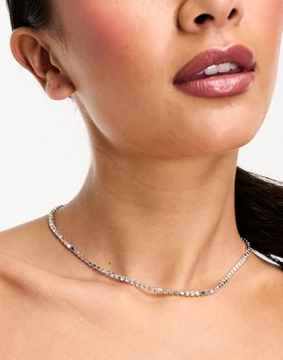 Accessorize crystal tennis necklace in silver