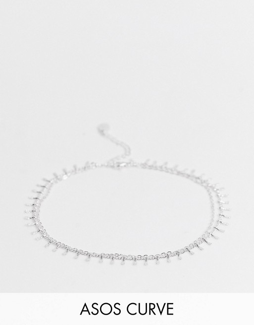 Accessorize Curve double chain anklet in silver