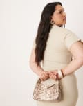 [Accessorize] Accessorize curved handheld snake bag in beige-Neutral No Size BEIGE