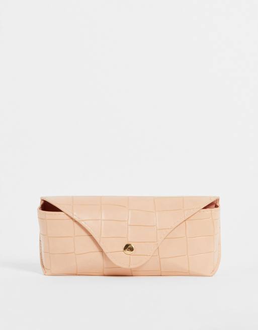 Accessorize - Custodia per occhiali da sole strutturata color cipria effetto coccodrillo