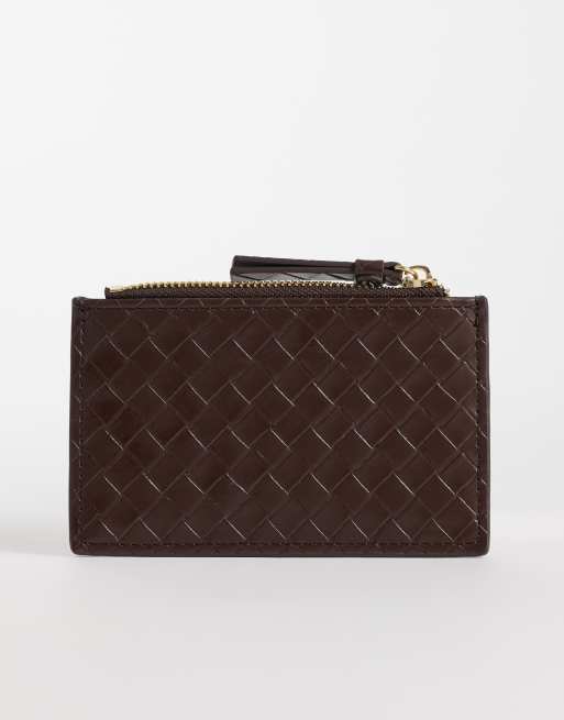 Accessorize – Czekoladowobrązowe plecione etui na karty, 3 z 3