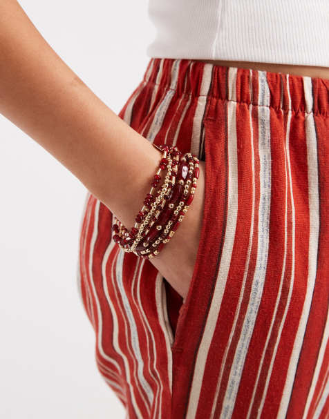 Accessorize – Czerwona elastyczna bransoletka z koralików - view 1