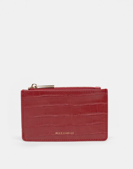 Accessorize – Czerwone etui na karty z efektem skóry krokodyla
