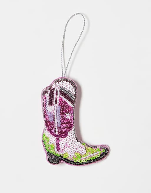 Accessorize - Décoration de sapin de Noël à sequins en forme de botte western