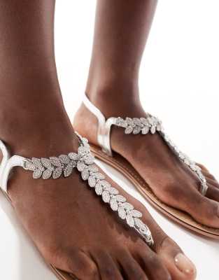 Accessorize Diamante Leaf Sparkle Sandals In Silver