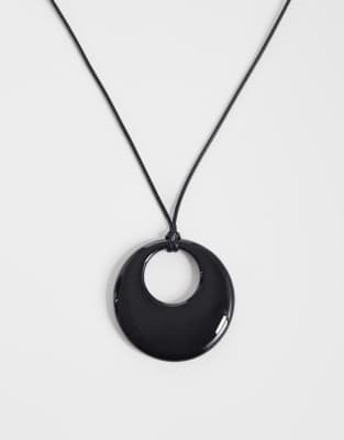 Accessorize Disc Cord Necklace In Black