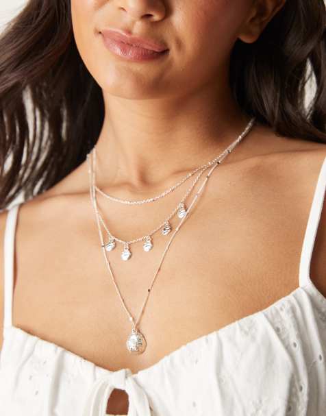 Accessorize disc layered necklace in silver - view 1