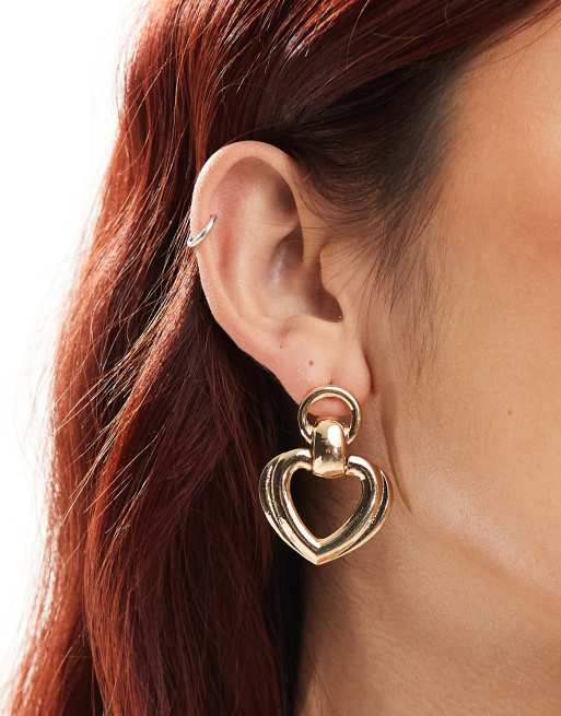 Accessorize – Doorknocker-Ohrringe mit Herzdesign in Gold-Optik