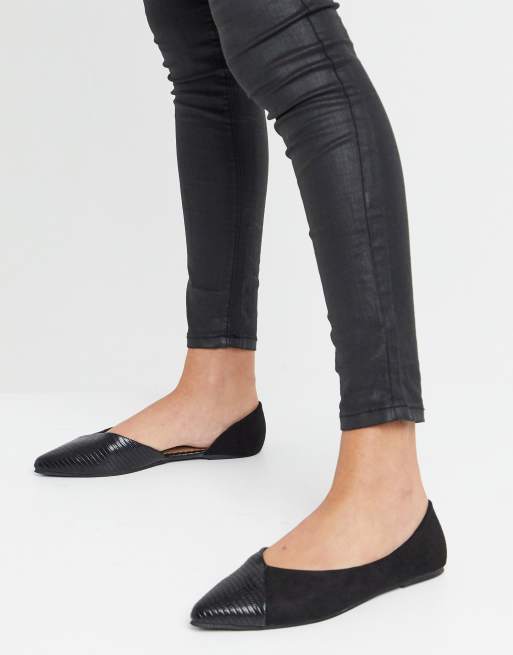 black croc ballet flats