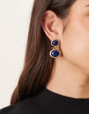 Accessorize Accessorize double stone drop earrings in gold