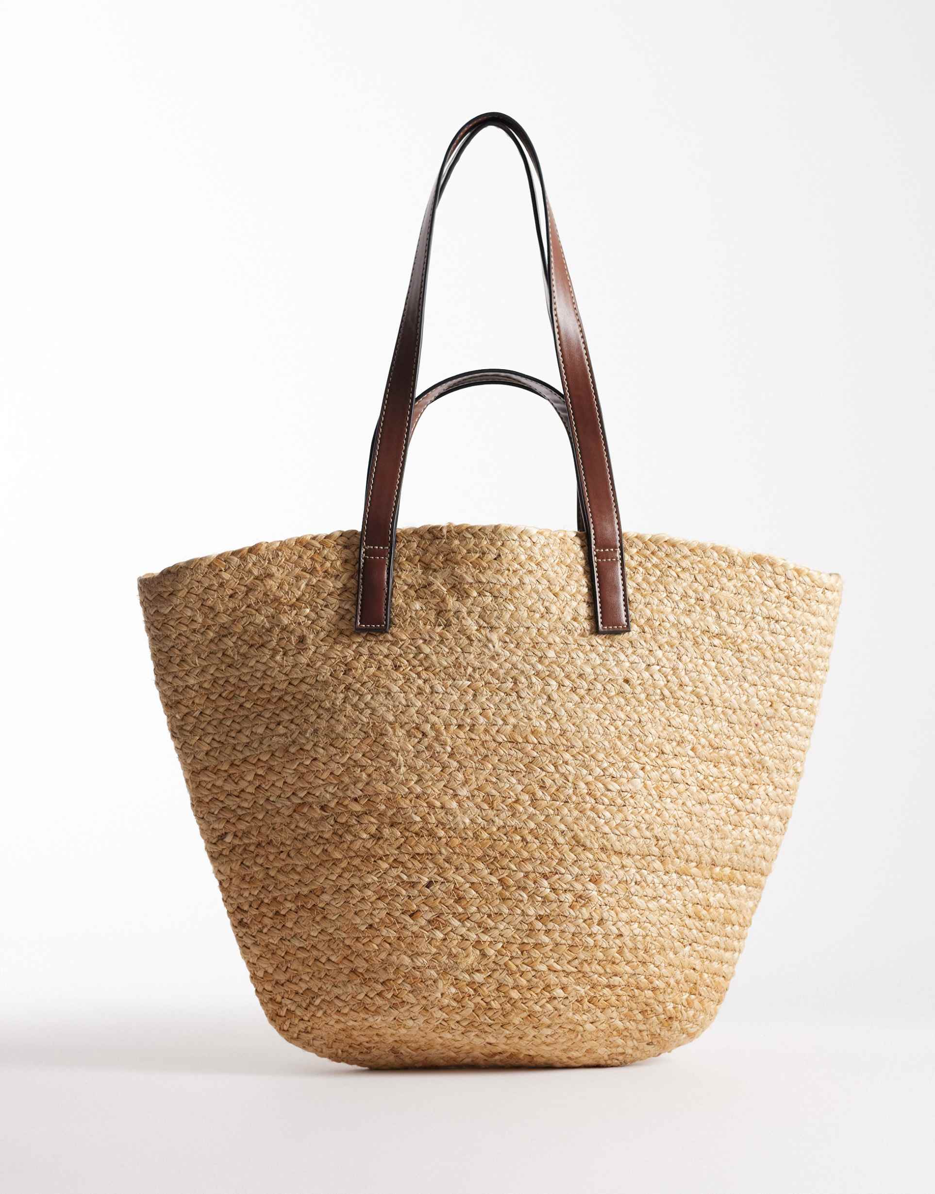 accessorize double strap beach basket shoulder bag in beige