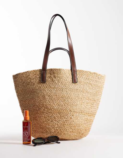 Accessorize double strap beach basket shoulder bag in beige, 2 of 4