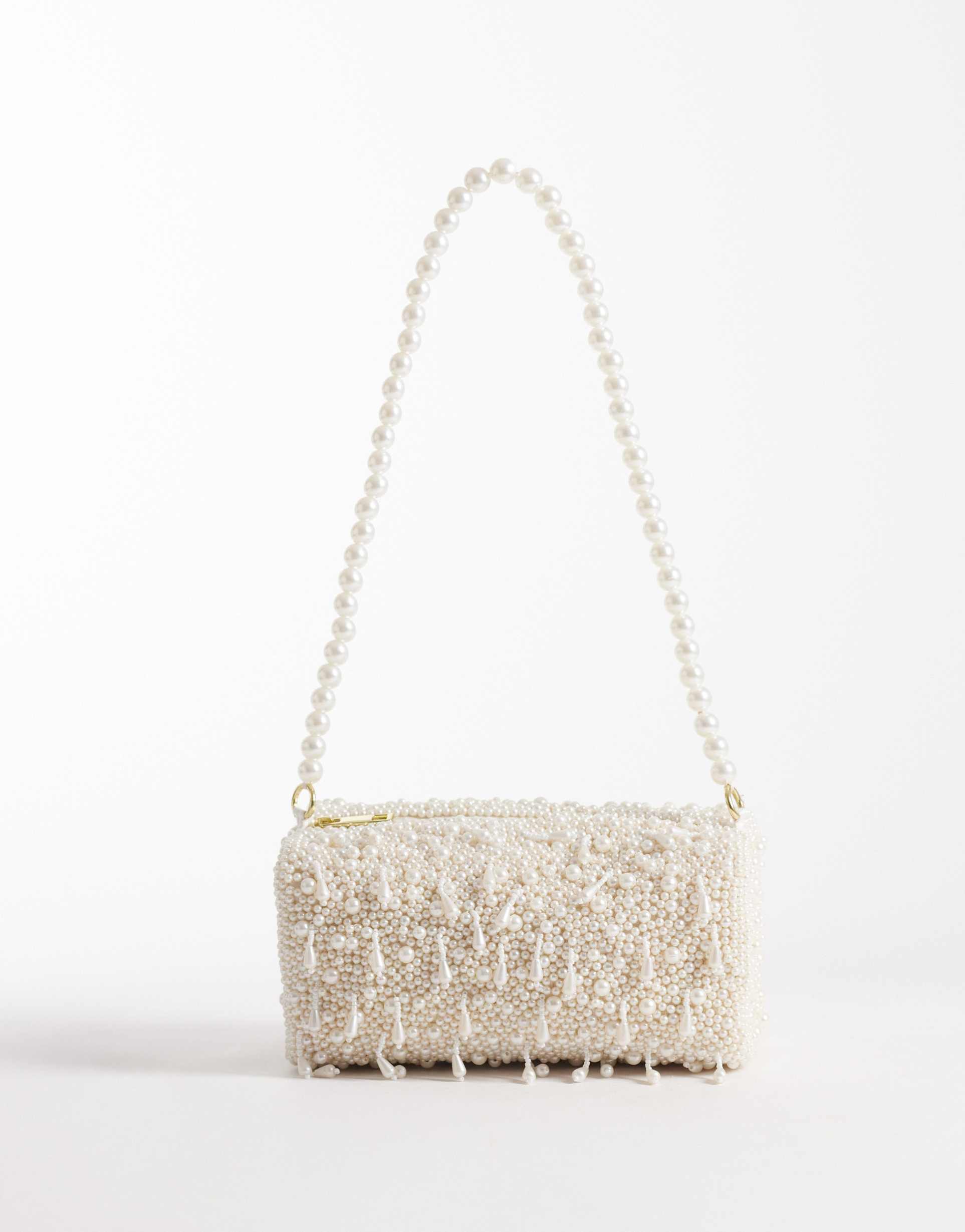 accessorize drop beaded shoulder bag in white