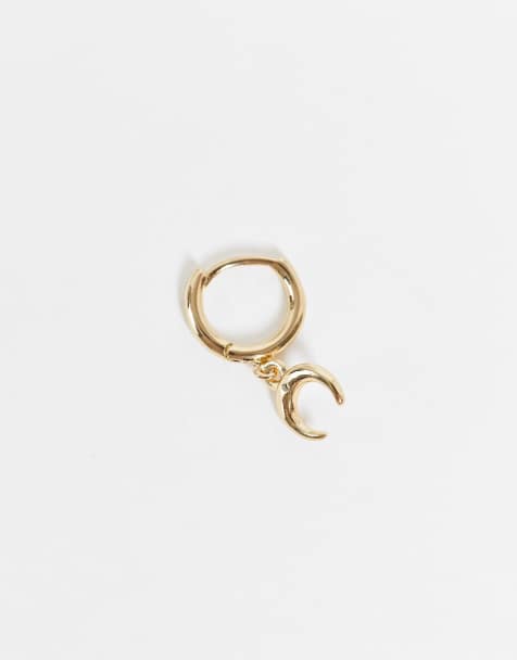 Accessorize – Einzelne Creole mit Hufeisenanhänger in Goldoptik - view 1