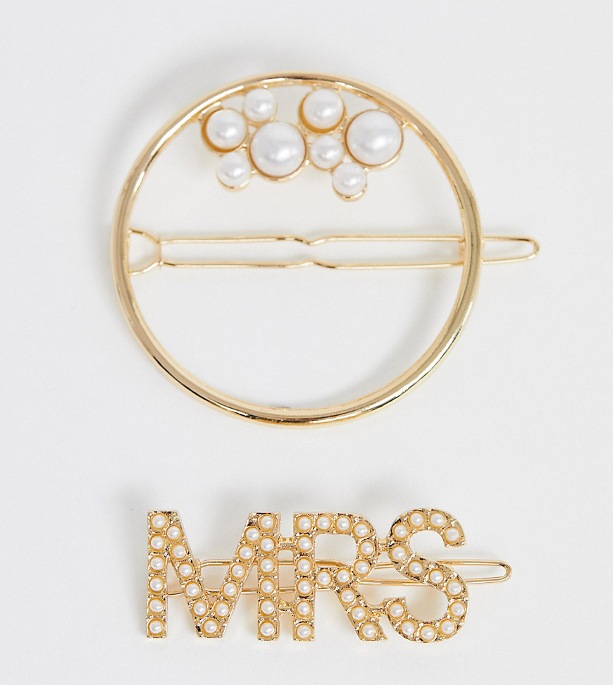 Accessorize eksklusiv perle broche sæt med MRS klips . Multipak.-Guld