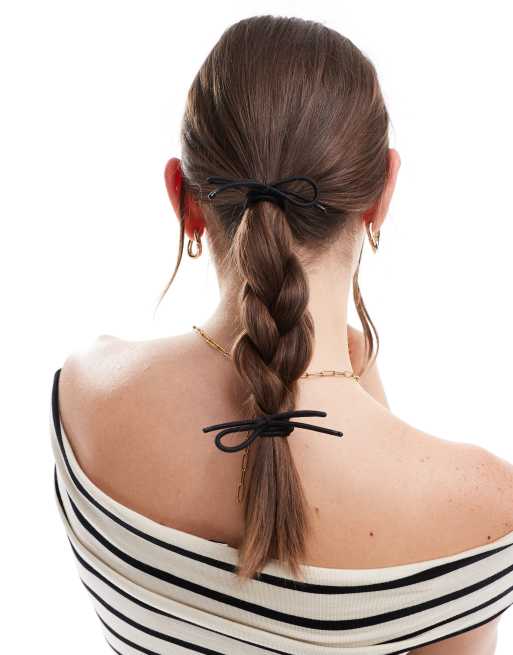 Accessorize - Elastici sottili per capelli neri con fiocco