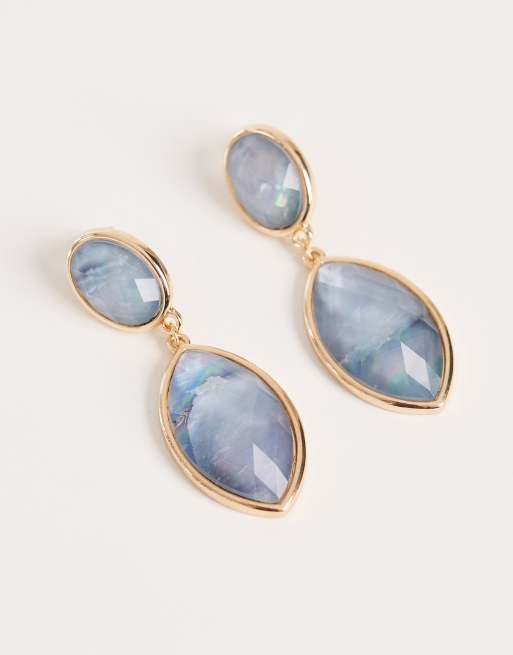 Accessorize elipse gem double drop earrings in blue, 2 of 3