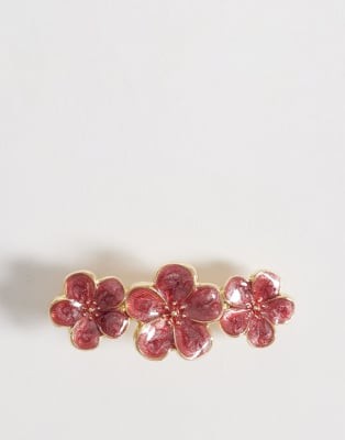 Accessorize - Emaille-Haarspange in Rot mit Blumendesign