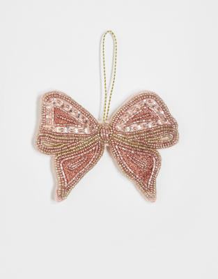 Accessorize Accessorize embellished bow christmas tree decoration in pink