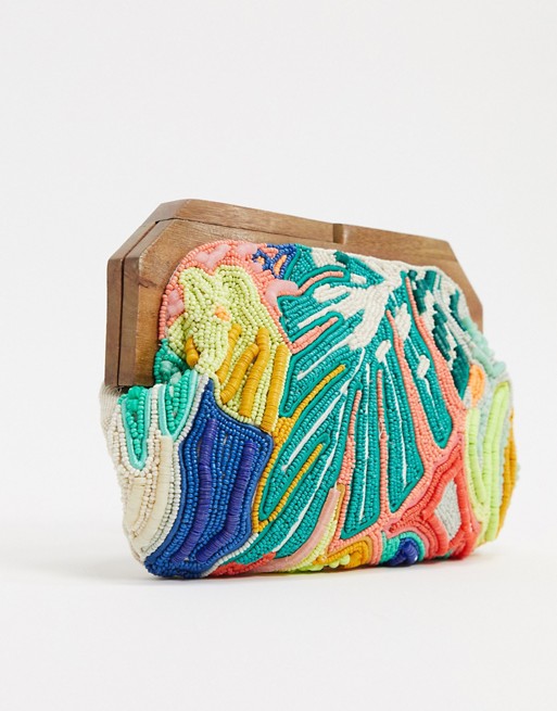 Accessorize embellished clutch bag in tropical print
