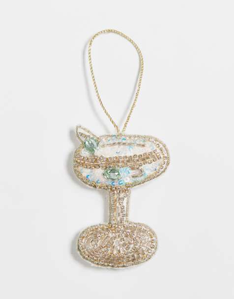 Accessorize embellished cocktail christmas ornament in silver - view 1