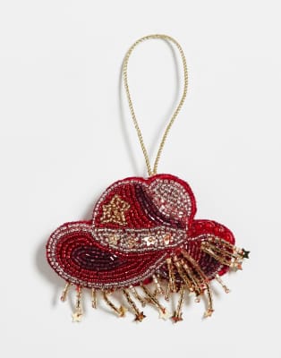 Accessorize Accessorize embellished cowboy hat christmas tree decoration in multi