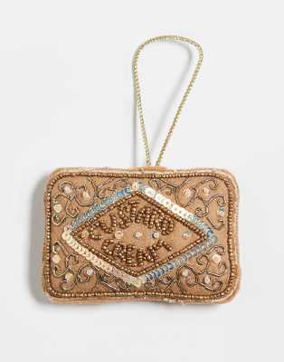 Accessorize Accessorize embellished custard biscuit christmas tree decoration in biege-Neutral