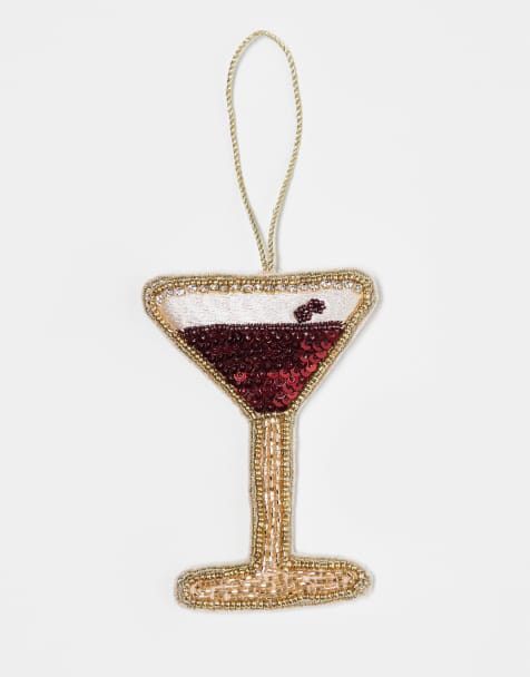 Accessorize embellished espresso martini cocktail christmas tree decoration in brown  - view 1