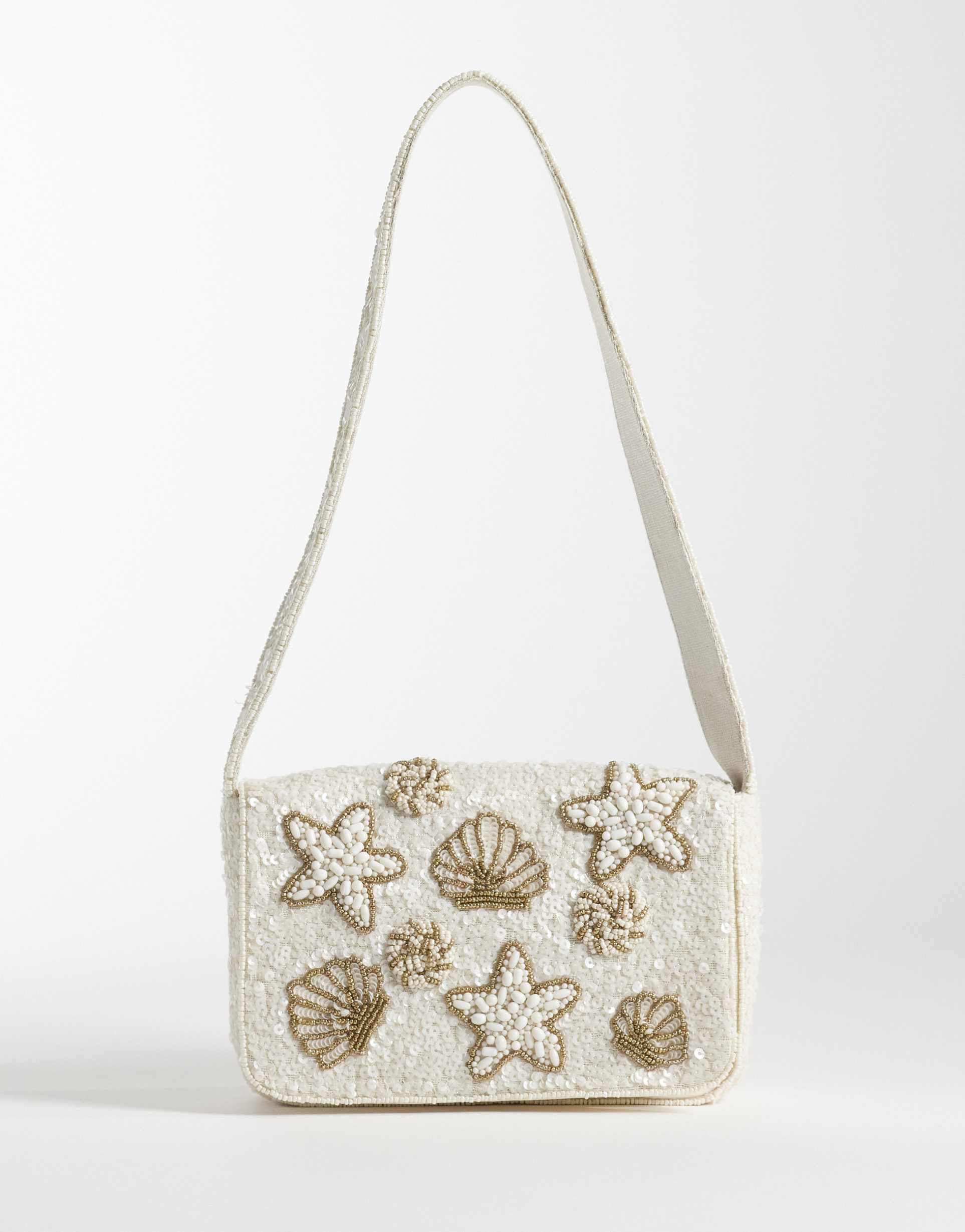 accessorize embellished shell shoulder bag in cream