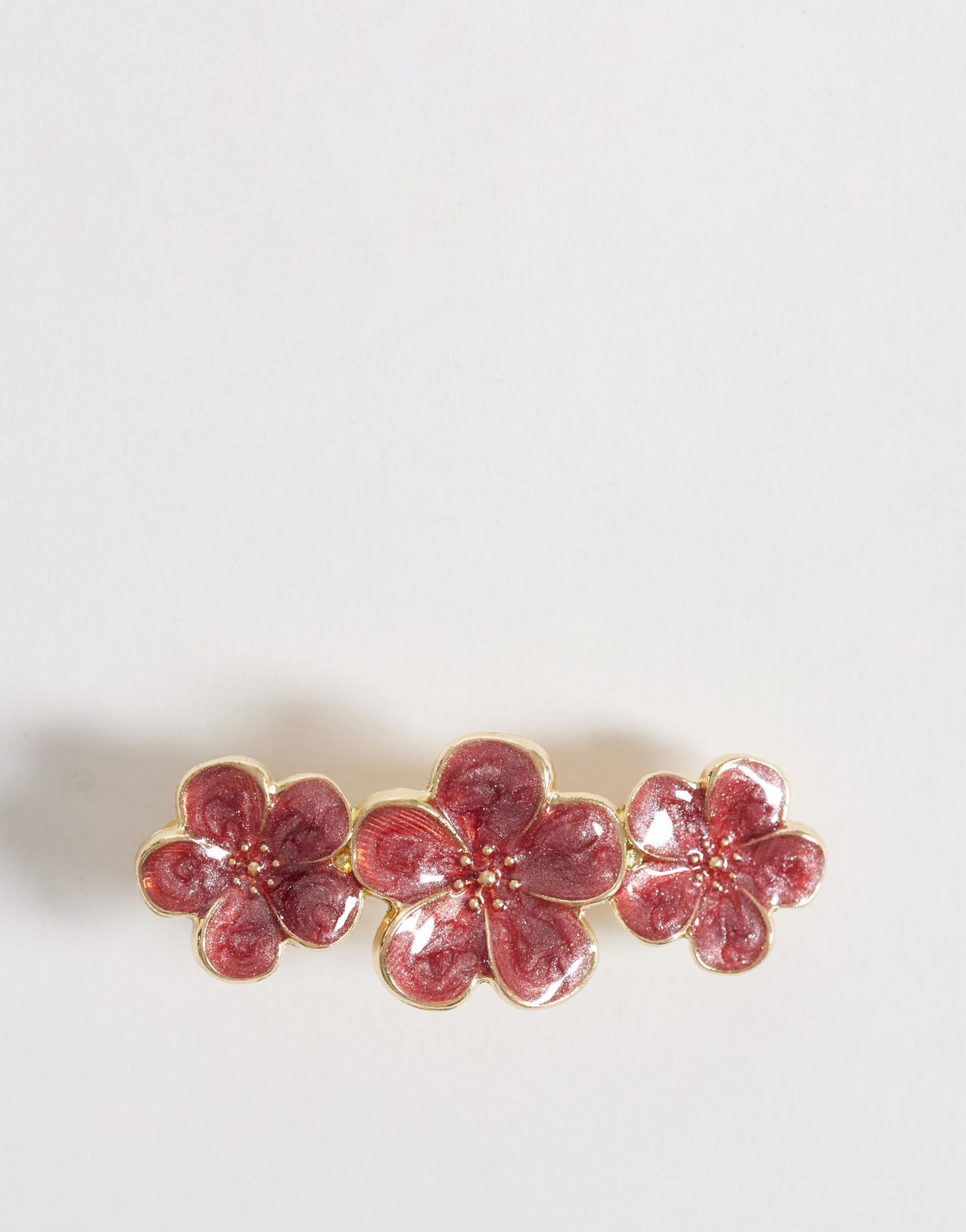 accessorize enamel floral hair barrette clip in red