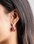 [Accessorize] Accessorize enamel metal drop curved earrings in burgundy-Red No Size BURGUNDY