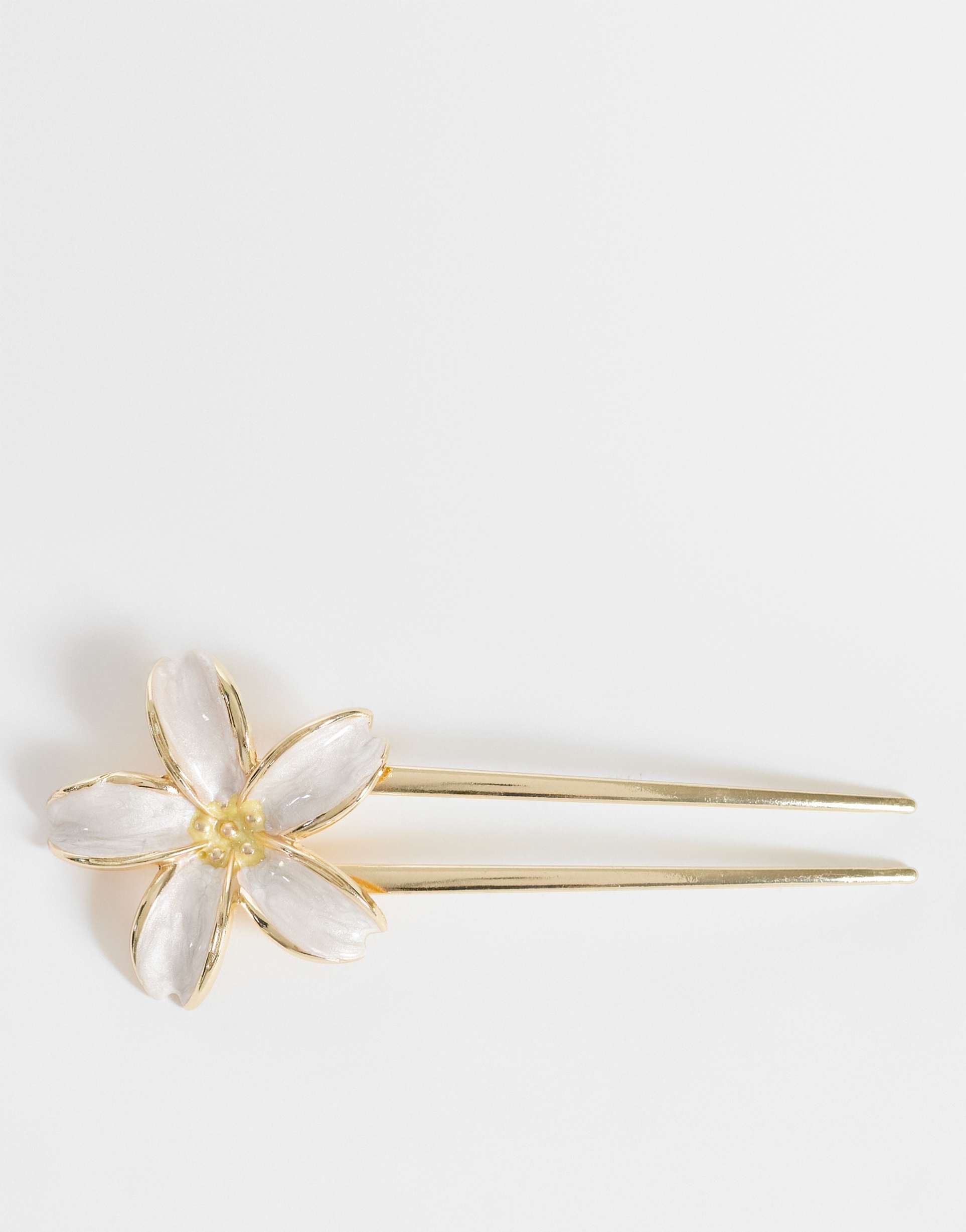 accessorize enamel moonlight flower french hair pin in white