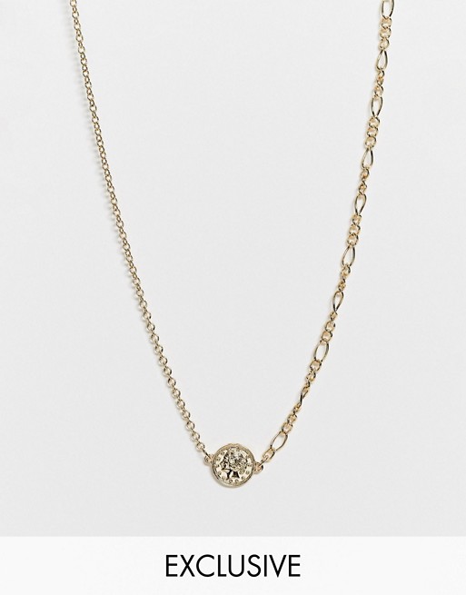 Accessorize Exclusive asymmetric necklace in gold with disc pendant