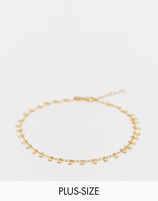 Accessorize Exclusive Curve anklet with disc charms in gold