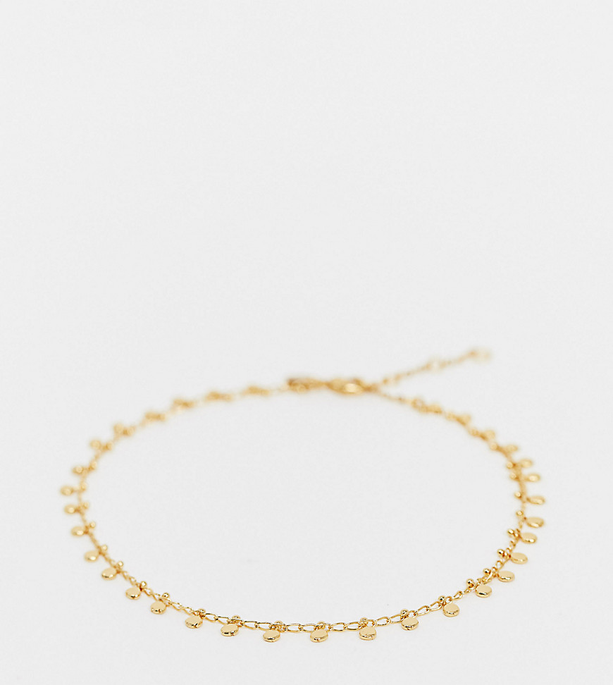 Accessorize Exclusive Curve anklet with disc charms in gold