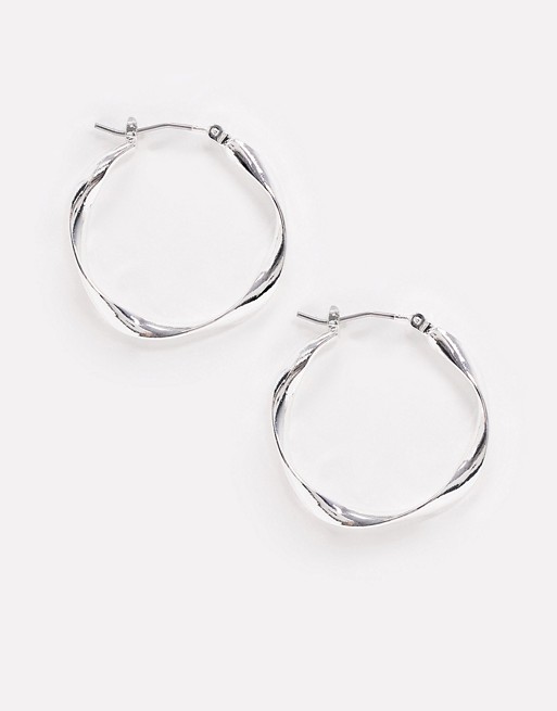 Accessorize Exclusive fluid hoop earrings in silver