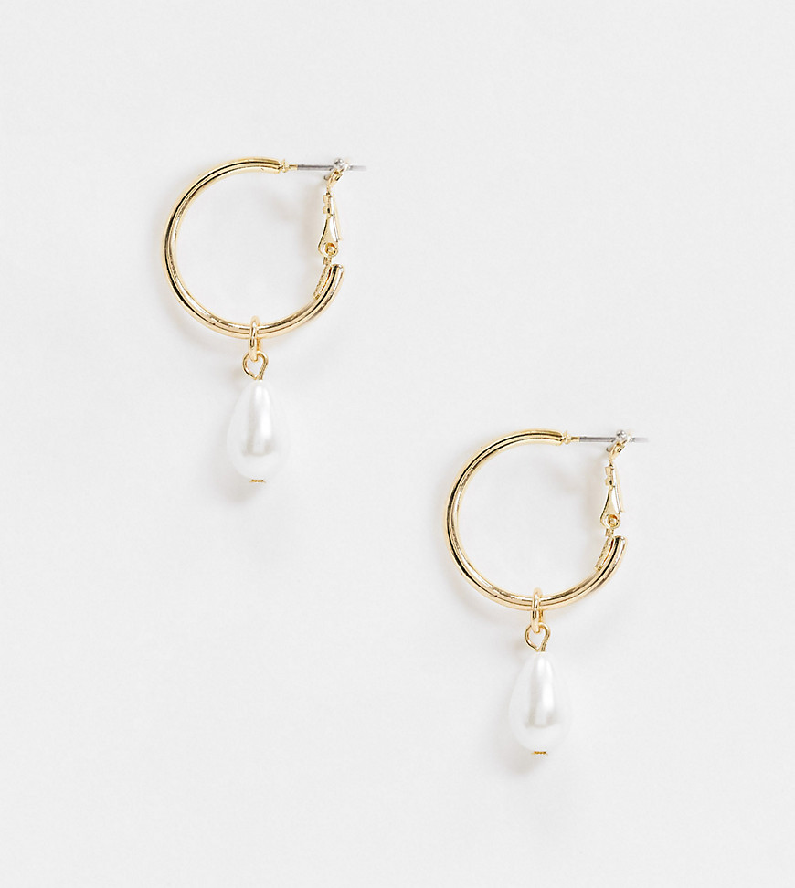 Accessorize Exclusive hoop earring with pearl drop in gold-Silver