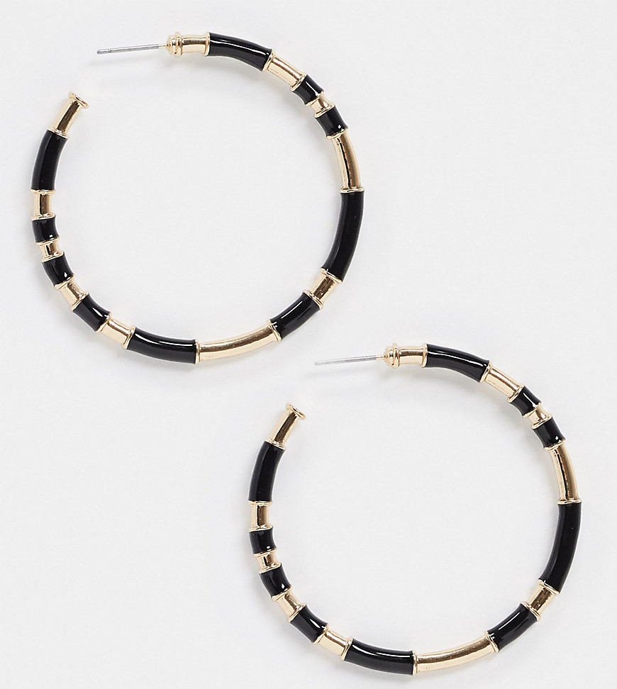Accessorize Exclusive hoop earrings in black and gold