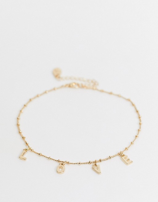 Accessorize Exclusive 'love' anklet in gold