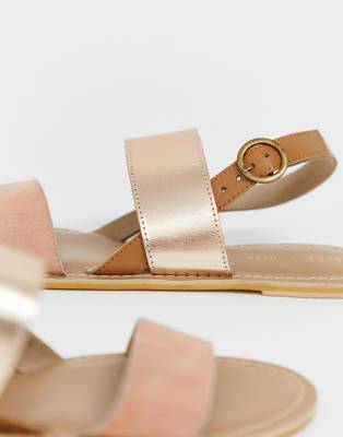 rose gold leather sandals