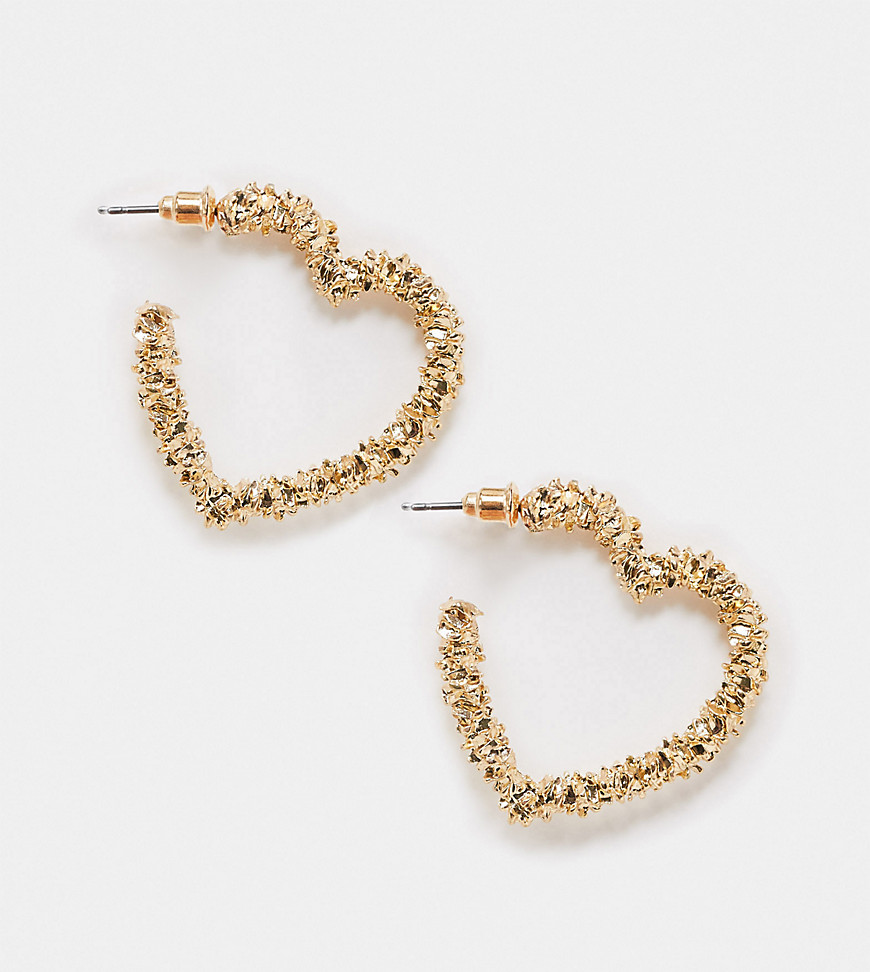 Accessorize Exclusive textured heart earrings in gold