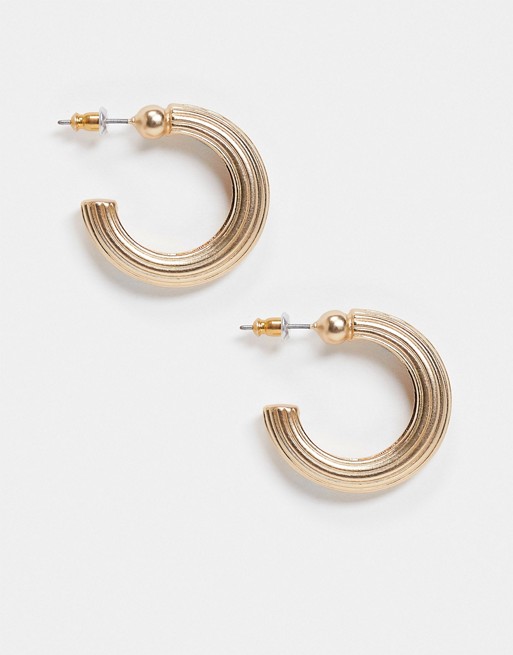 Accessorize Exclusive textured hoop earrings in gold