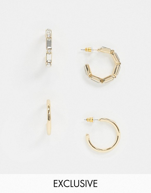Accessorize Exclusive tube earrings multipack in gold